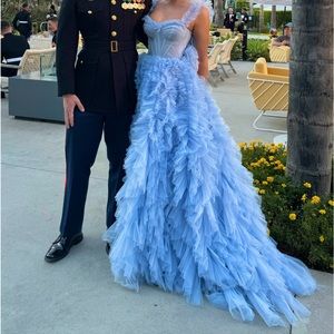 COPY - Light Blue All Ruffled Up Evening Fluffy Dress XS MILLA DRESS